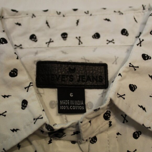 Steve's Jeans Black/White Button-Up Shirt - Kids Size 6 - Picture 2 of 3